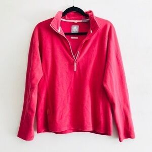 Sunice Weather Jacket Pullover L Fleece Half-Zip Warm Cozy Fuzzy Deep Coral